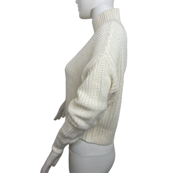 H&M Women’s Sweater XS Ivory Cropped Long Sleeves Turtleneck Dropped Shoulder - Picture 3 of 9